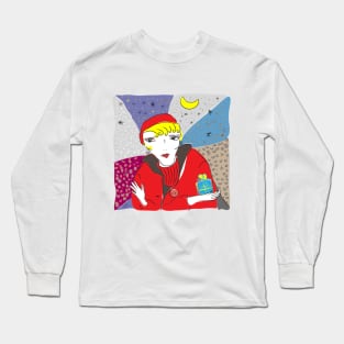 Woman with gift and moon Long Sleeve T-Shirt